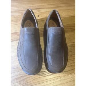 Ecco Shoes Mens Size 44 (10-10.5) Shock Pt Casual Brown Leather Loafer Slip On